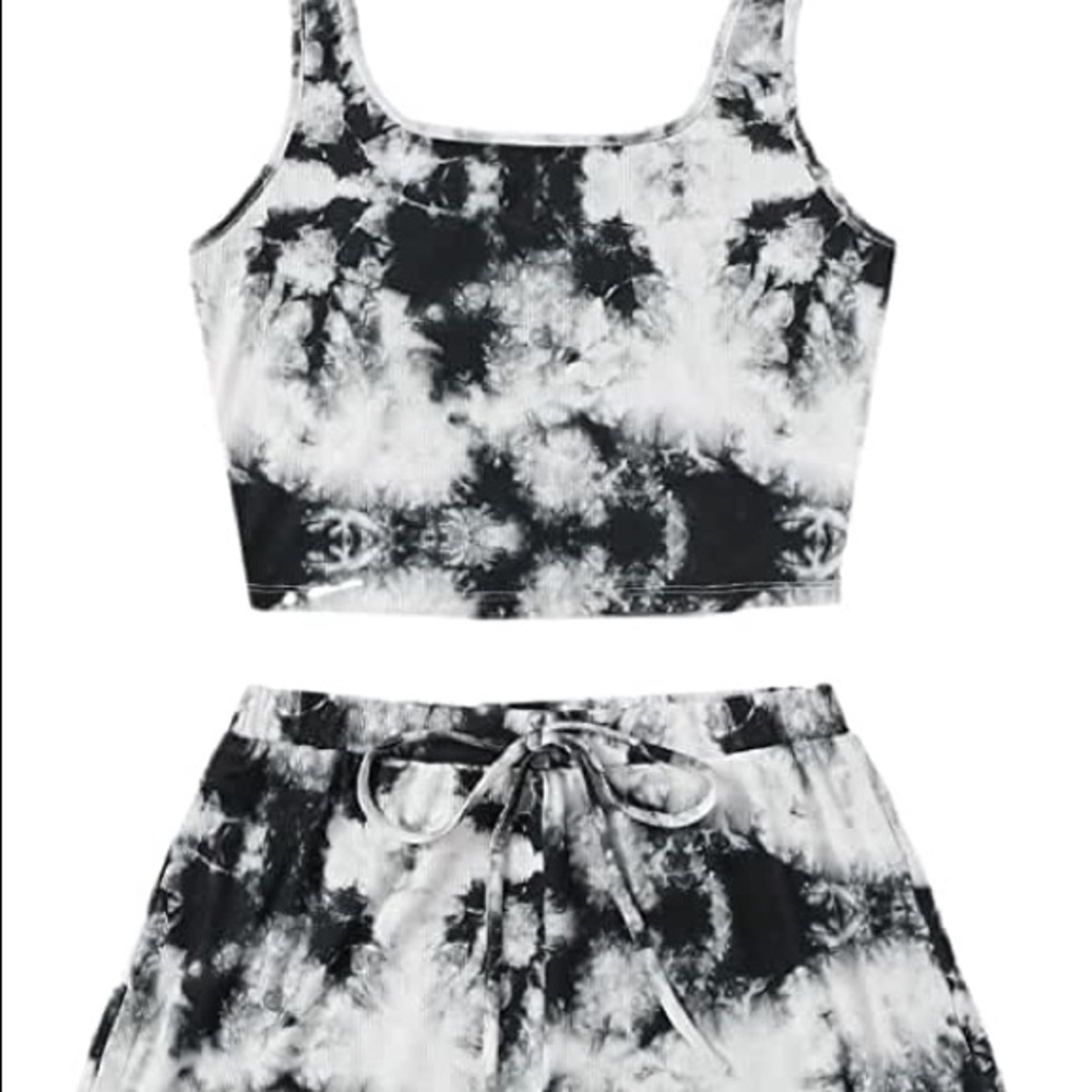 tie die tank and shorts set